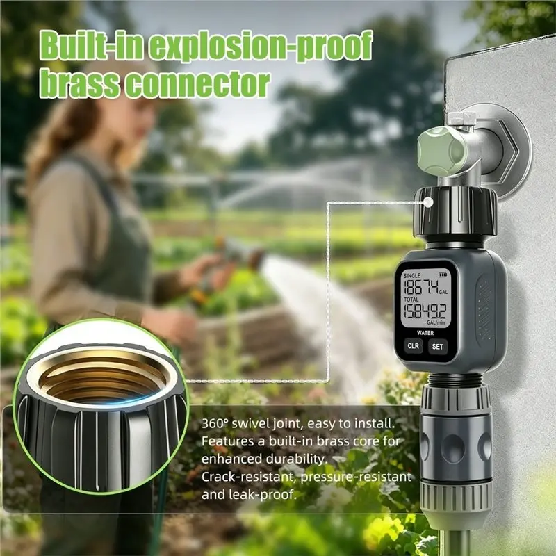 ABRU-Water Flow Meter Garden Hose 3/4