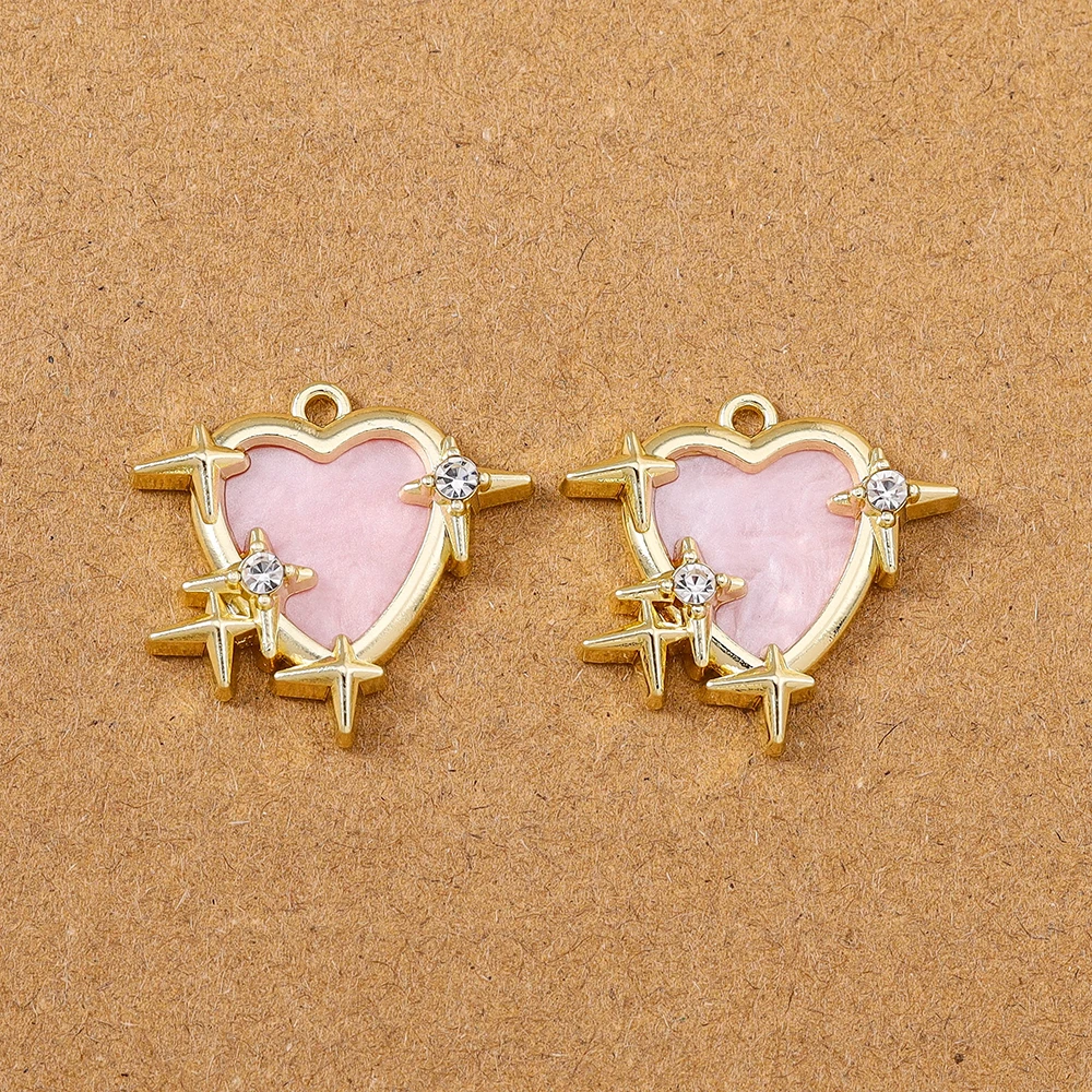 5 Stück 23*24mm Emaille Liebe Herz Charms Anhänger für Schmuckherstellung Ohrringe Halskette DIY Armband Zubehör Zubehör – Detail 7