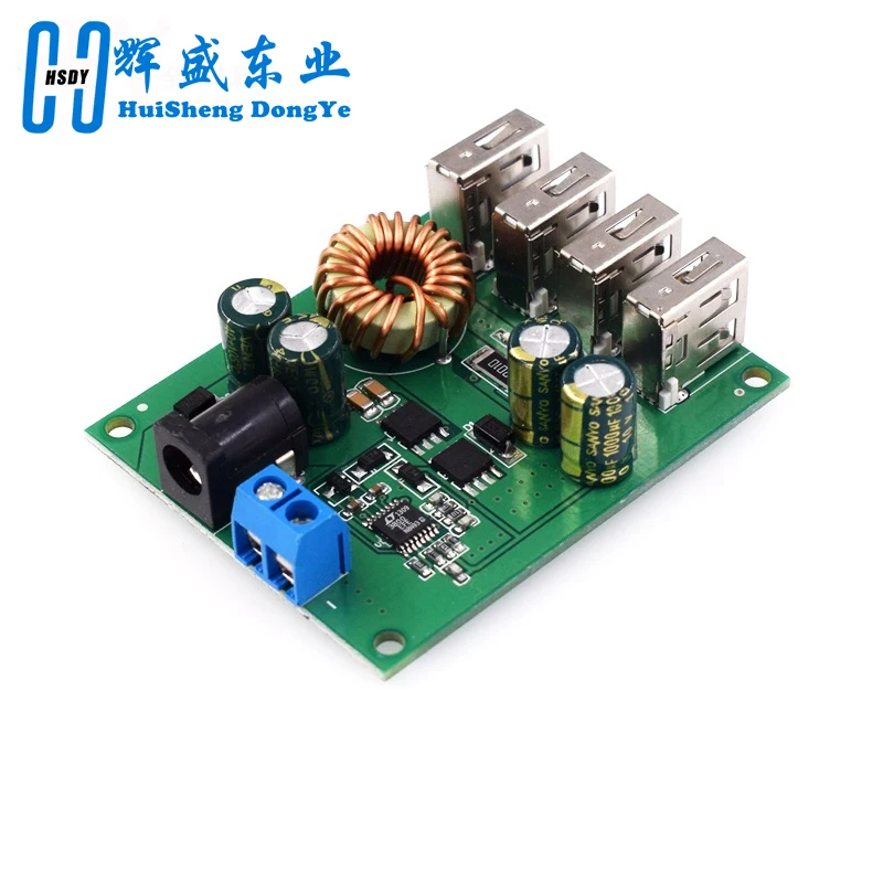 DC DC 7V-60V to 5V 5A 4 Four USB Output Buck Converter Board Step Down Power Supply Module Car Charger High Speed