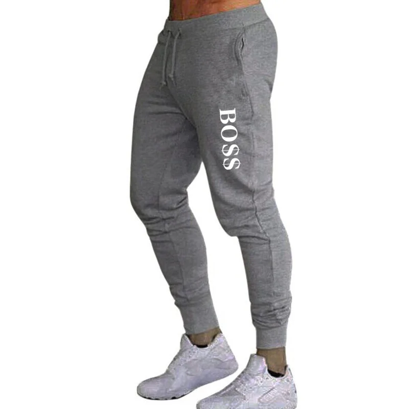 Algodão dos homens Slim Fit calças de jogging, sweatpants esporte, calças corrida, corredores, trackpants, bodybuilding calças, novo