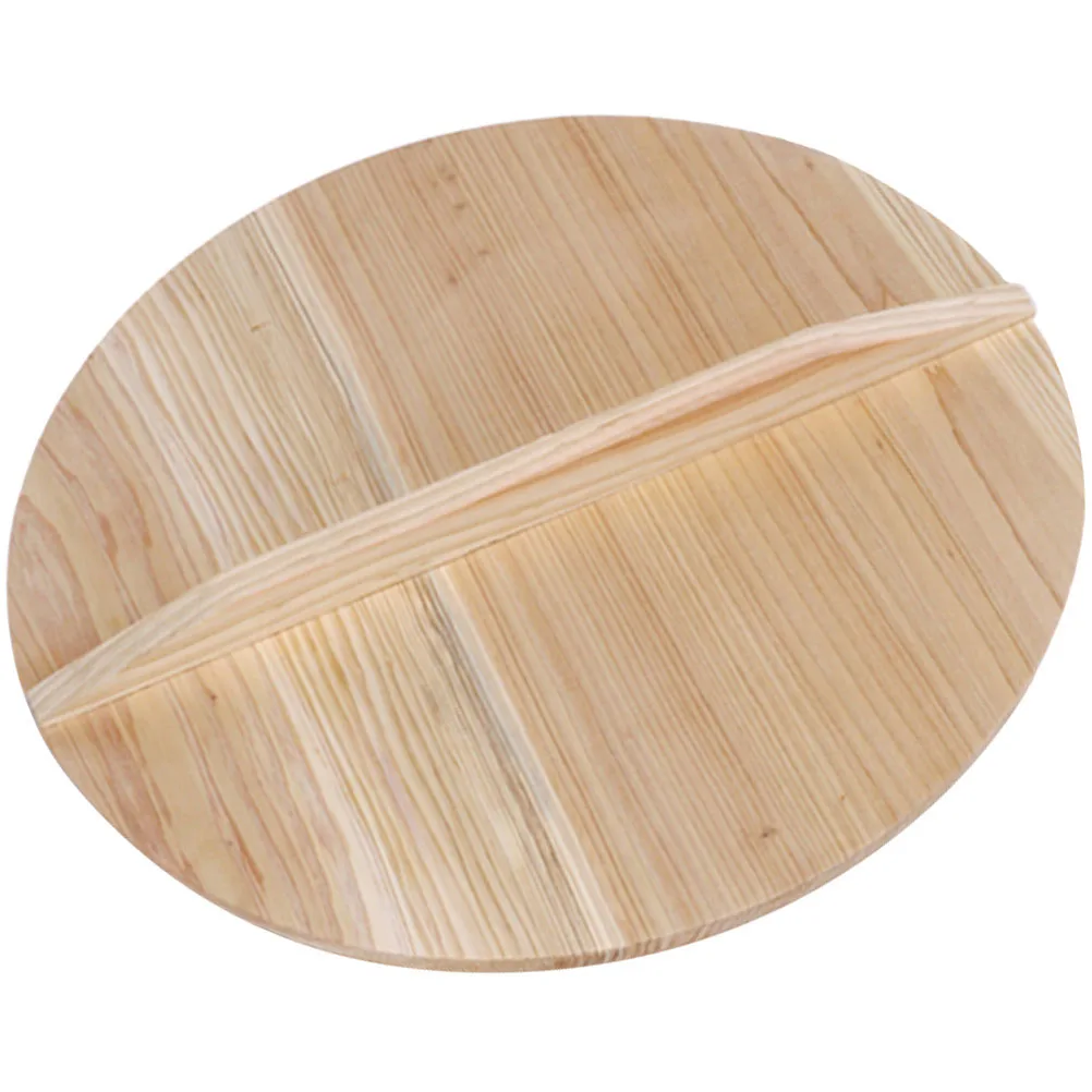 

Fir Wood Pot Lid Thick Wok Cover Anti Splash Wooden Protector Cooking Tool Steam Retaining Kitchen Gadget Smooth Surface Long