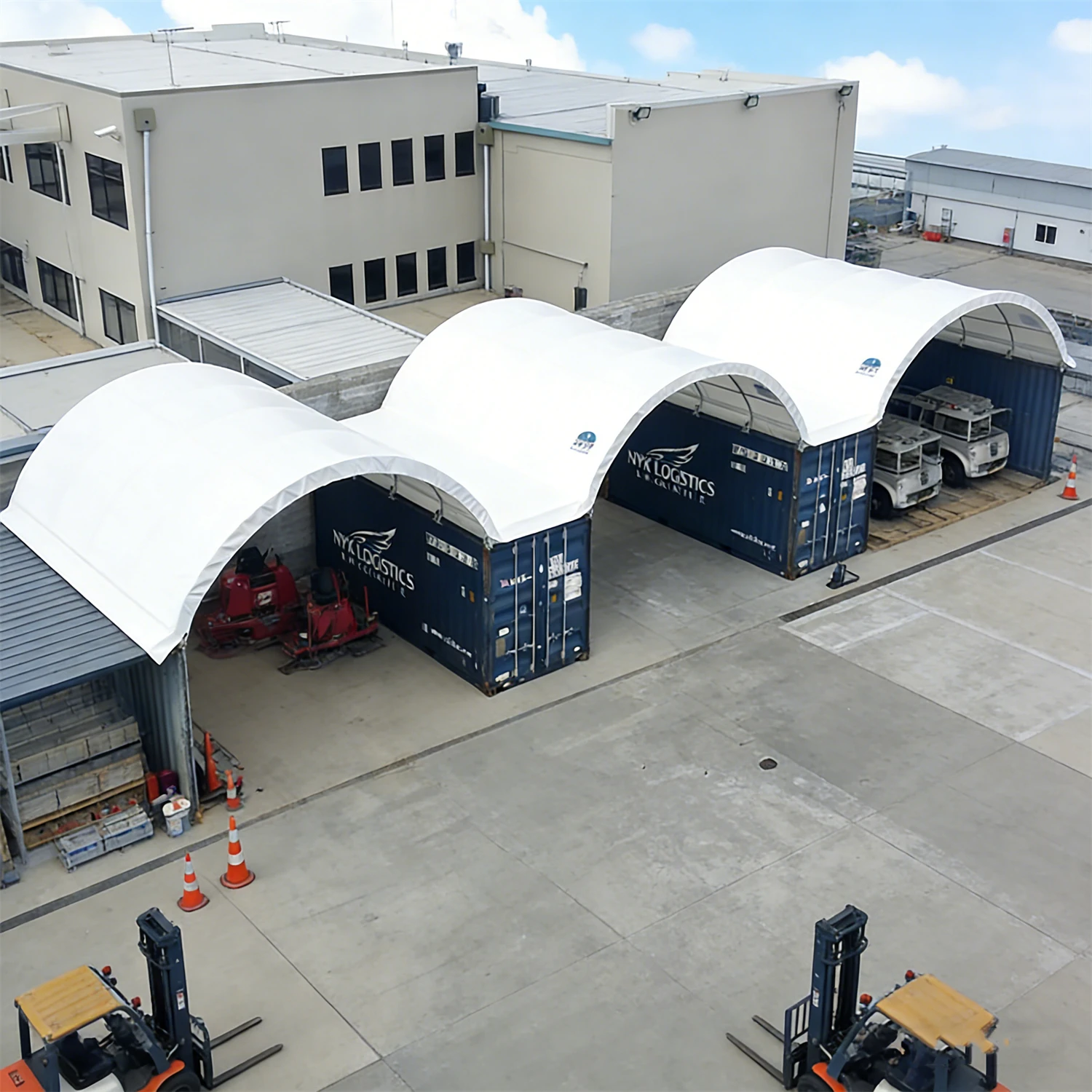Outdoor Quick Assembly Container Shelter PVC Peak Roof Heavy Duty Canopy for Shipping Container Storage Car Parking & Garage