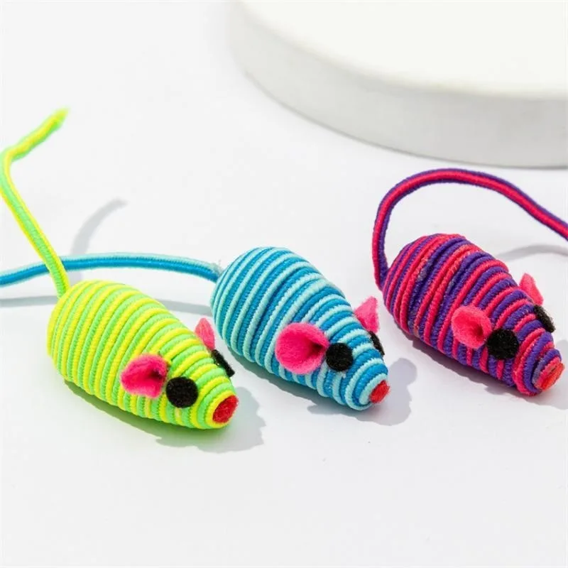 Cat Toy Colorful Winding Mice Interactive Catch Play Teaser Mouse Toy for Cats and Kittens Pet Supplies