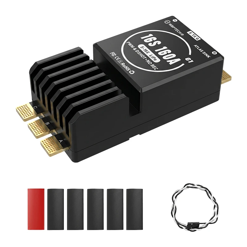 WBPTech Atlas Sink 16S160A G1 AM32 ESC 5-16S Lipo 160A Continuous 240A Peak For 13-20 Inch X-Class Heavy Lift FPV Drone UAV