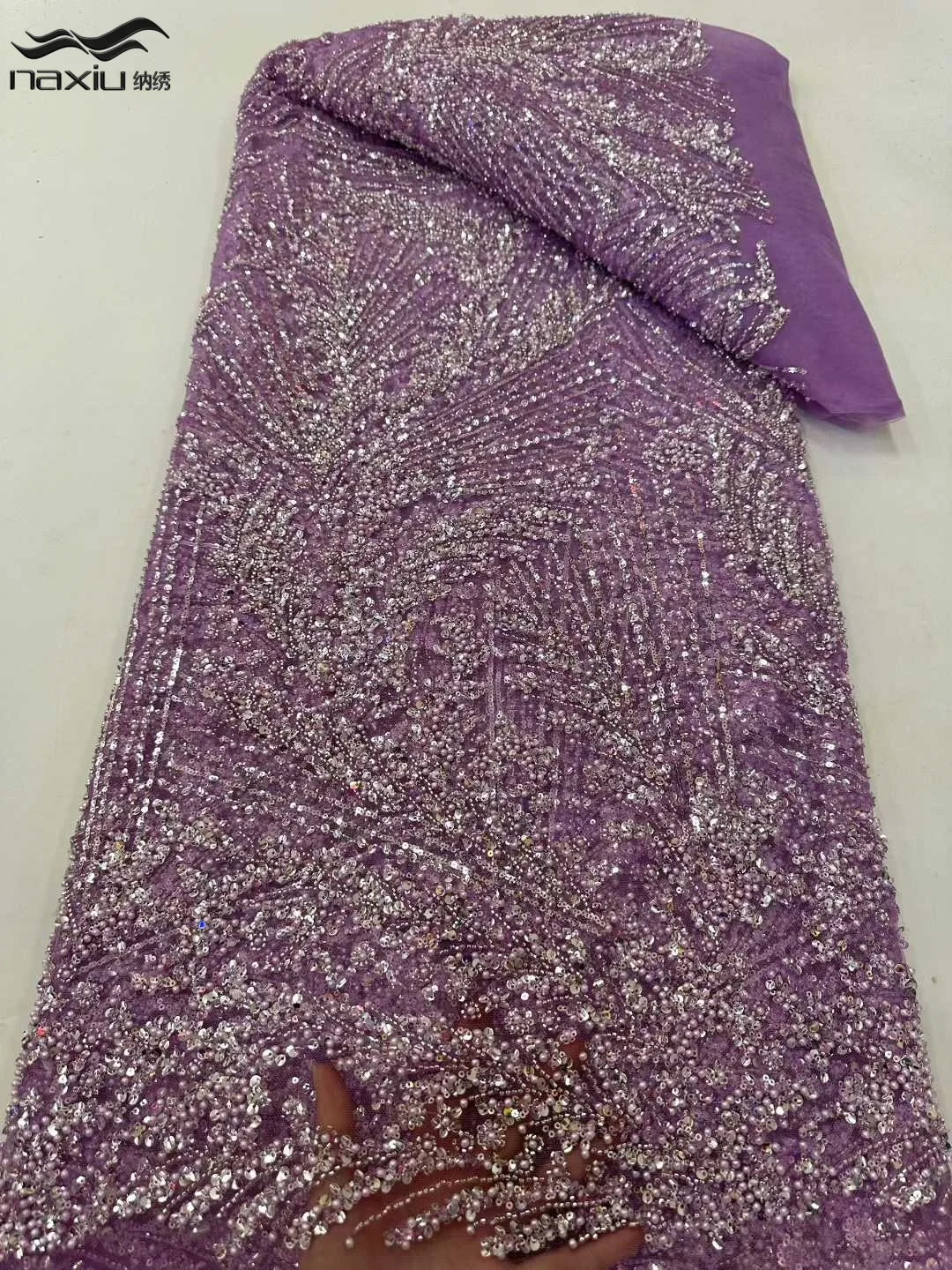 

Элитная африканская нигерийская кружевная ткань Madison с бисером, высококачественная вышивка, 5 ярдов, с пайетками, французский тюль-сетка для свадебного платья, коллекция 2026