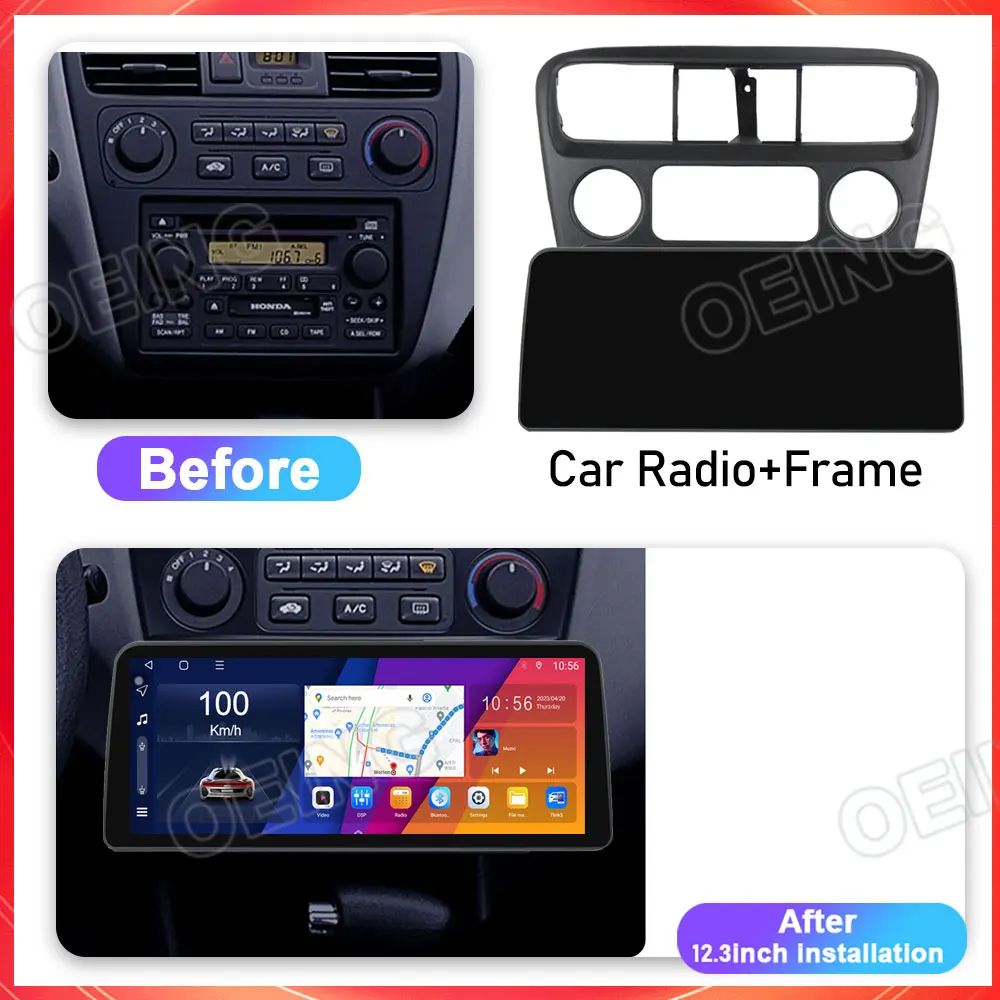 For Honda Accord 6 1997 - 2002 AI Voice Control Wireless Carplay Android Auto Radio Car Multimedia Player GPS Navigation Monitor