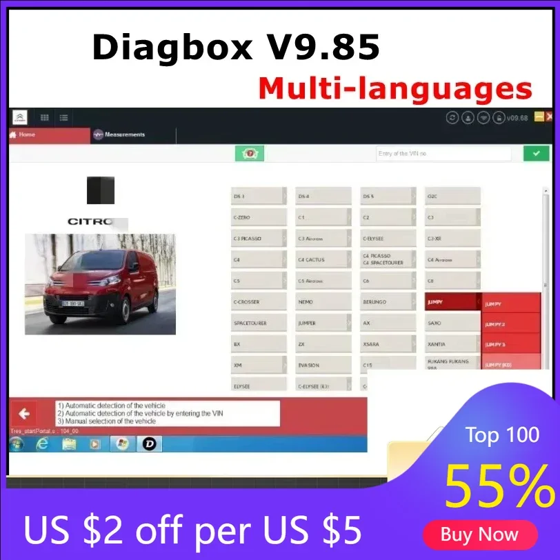 2025 NEW Diagbox 9.85 Car diagnostic software Diagbox V9.85 work with P-P2000 Le-xia3 For Peo-geot For Cit-roen Original install