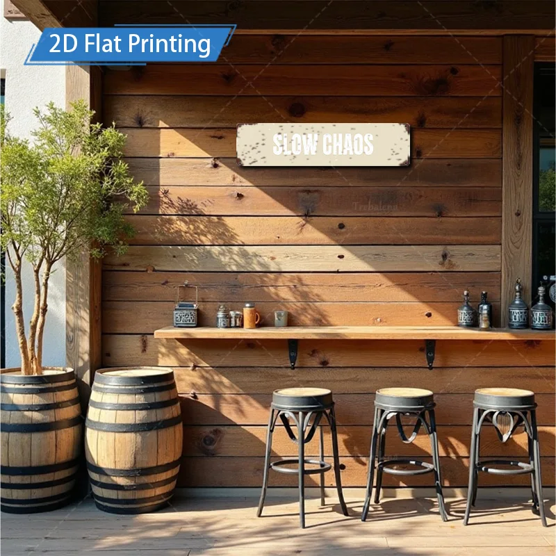 [2D FLAT] 1pc Metal Sign, 4×16inch Rustic Slow Chaos Metal Sign for Garden Decor