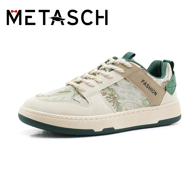 METASCH 2022 Canvas Low Top Board Shoes New Men's Shoes Flower Print Forrest Gump Shoes Ins Versatile Denim Student Fashion Shoe