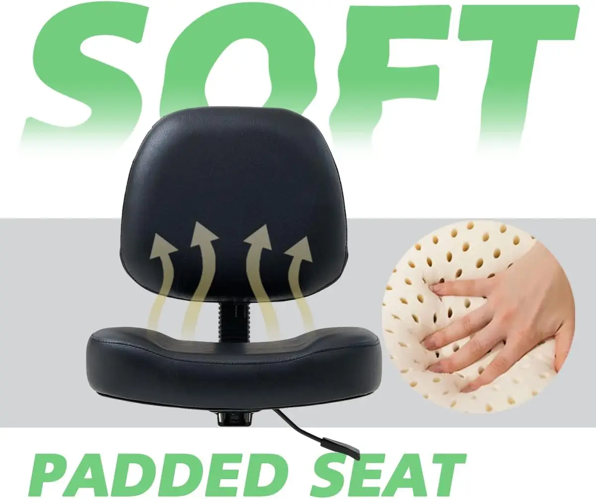 Ergonomic Vanity Rolling Chair com Rodas, Cadeira de Mesa para Maquiagem, Lash Arml, Shop Stool, Escritório e Quarto