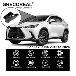 GRECOREAL 4K Dash Cam Front and Rear 2160P WiFi Car Dual Dashcam APP Control Easy Install Plug Play Compatible with Lexus NX