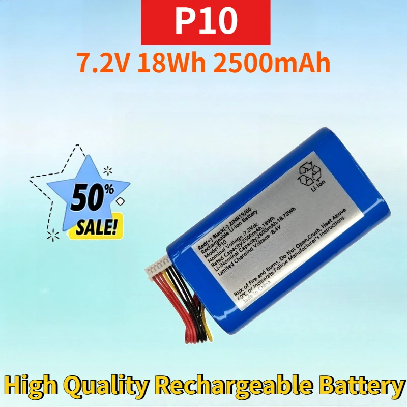 New P10 7.2V 18Wh 2500mAh Lithium-ion Rechargeable Battery Pack for 2INR19/22 High Quality Replacement Battery with 7-line Plug