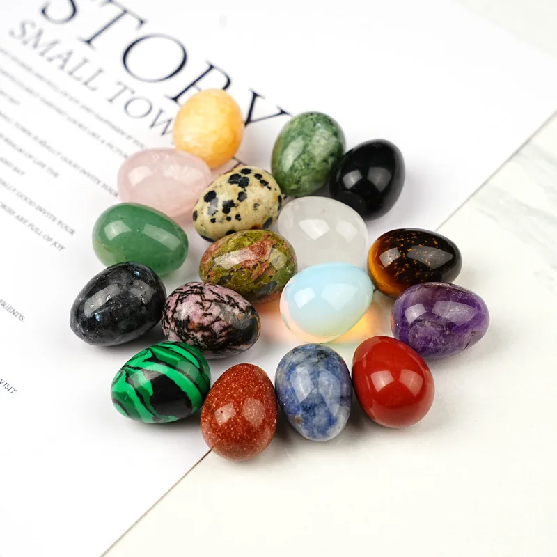 30 pcs Natural Crystal Eggs 2x1.5cm Polished Gemstone Stones Easter Decor Mineral Specimen Desktop Aquarium Collection Gift