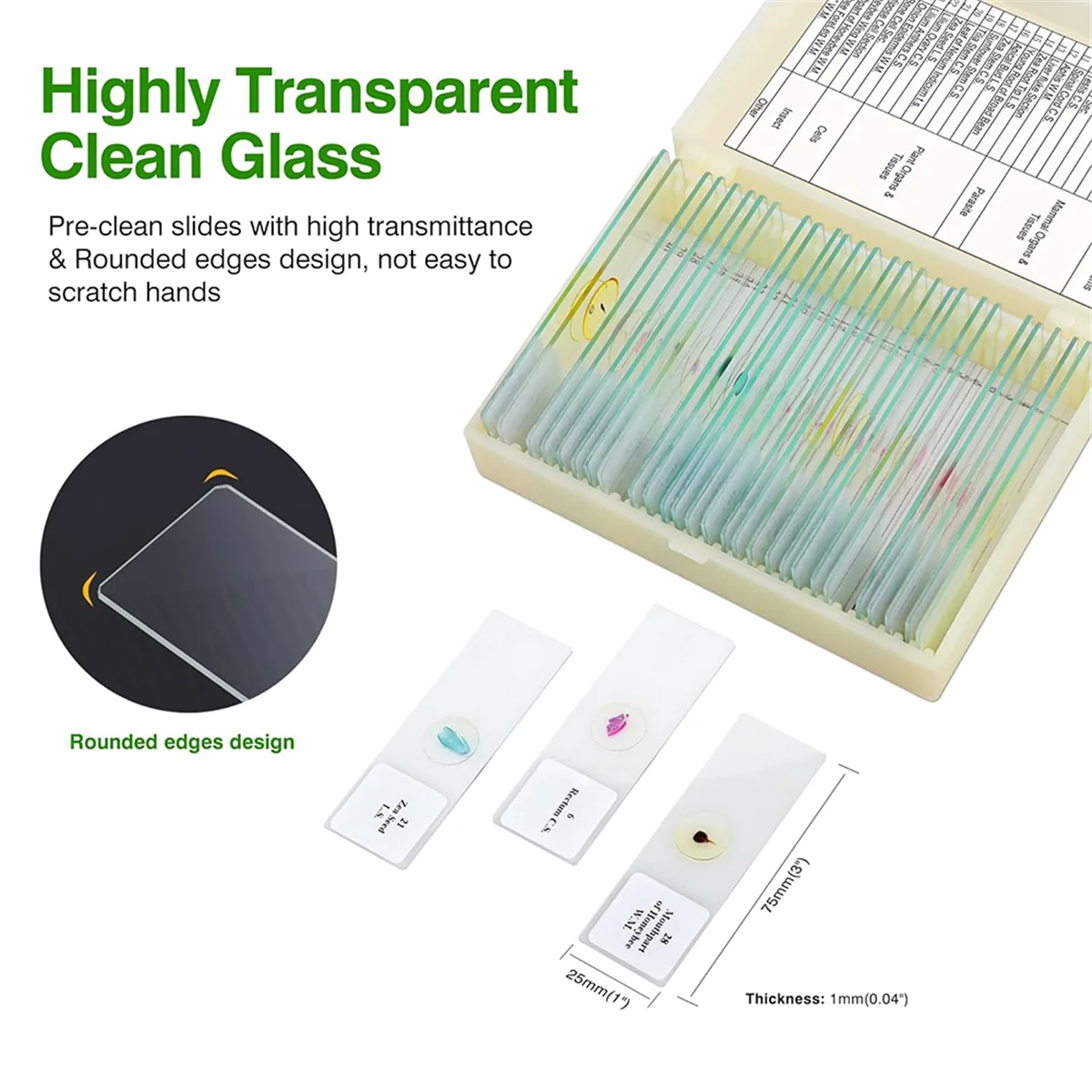 شرائح المجهر للأطفال، شرائح المجهر للأطفال، شرائح إعدادية زجاجية لملحقات المجهر مناسبة لجميع أنواع