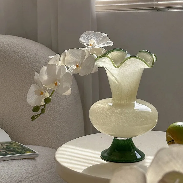 

Hxl green glass vase home color matching flower arrangement decoration
