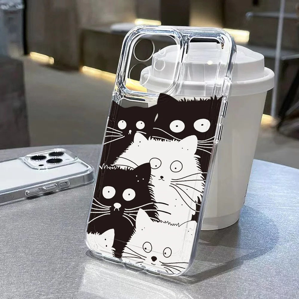 

Funny Cool Cat Phone Case For iPhone 16 Pro Case iPhone 14 13 11 12 15 Pro Max 16e XR 8 7 Plus SE 3 2 Soft TPU Transparent Cover