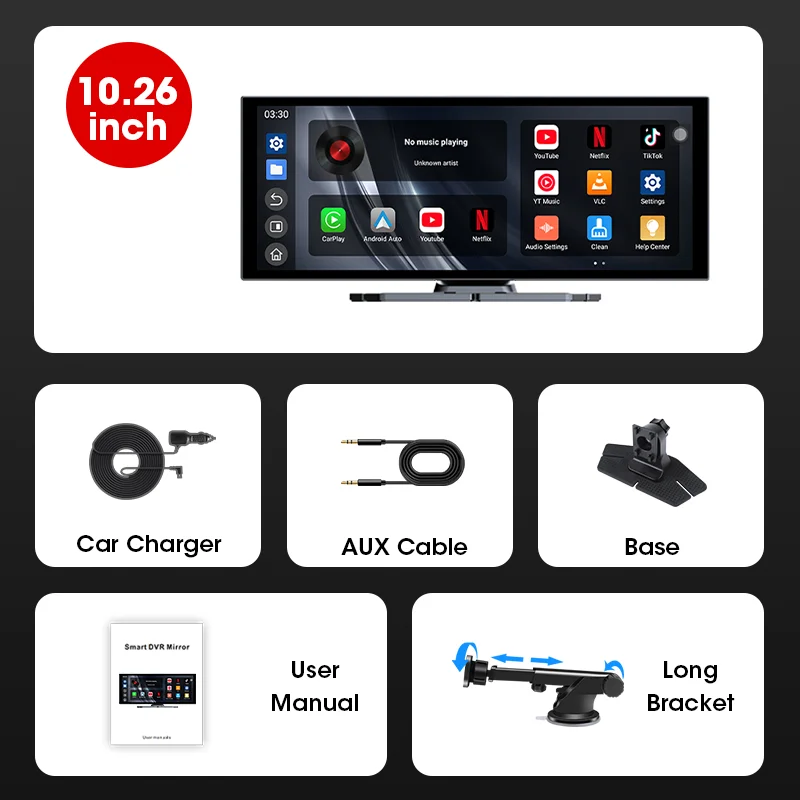 Jansite Universele Auto Multimedia Videospeler Bluetooth Draadloze Carplay Android Auto Scherm Stereo Radio voor YouTube Netflix