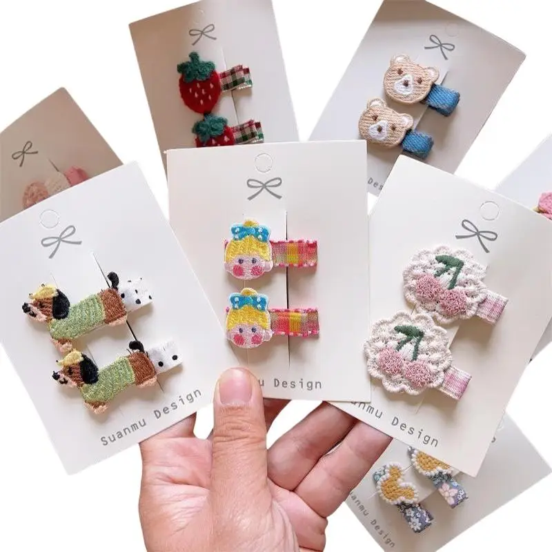 Haarspangen mit seitlichem Pony für Mädchen, koreanischer süßer Karo-Blumenstoff, rutschfeste Haarnadeln für Kinder, Schule, Reisen, täglichen Gebrauch. – Detail 6