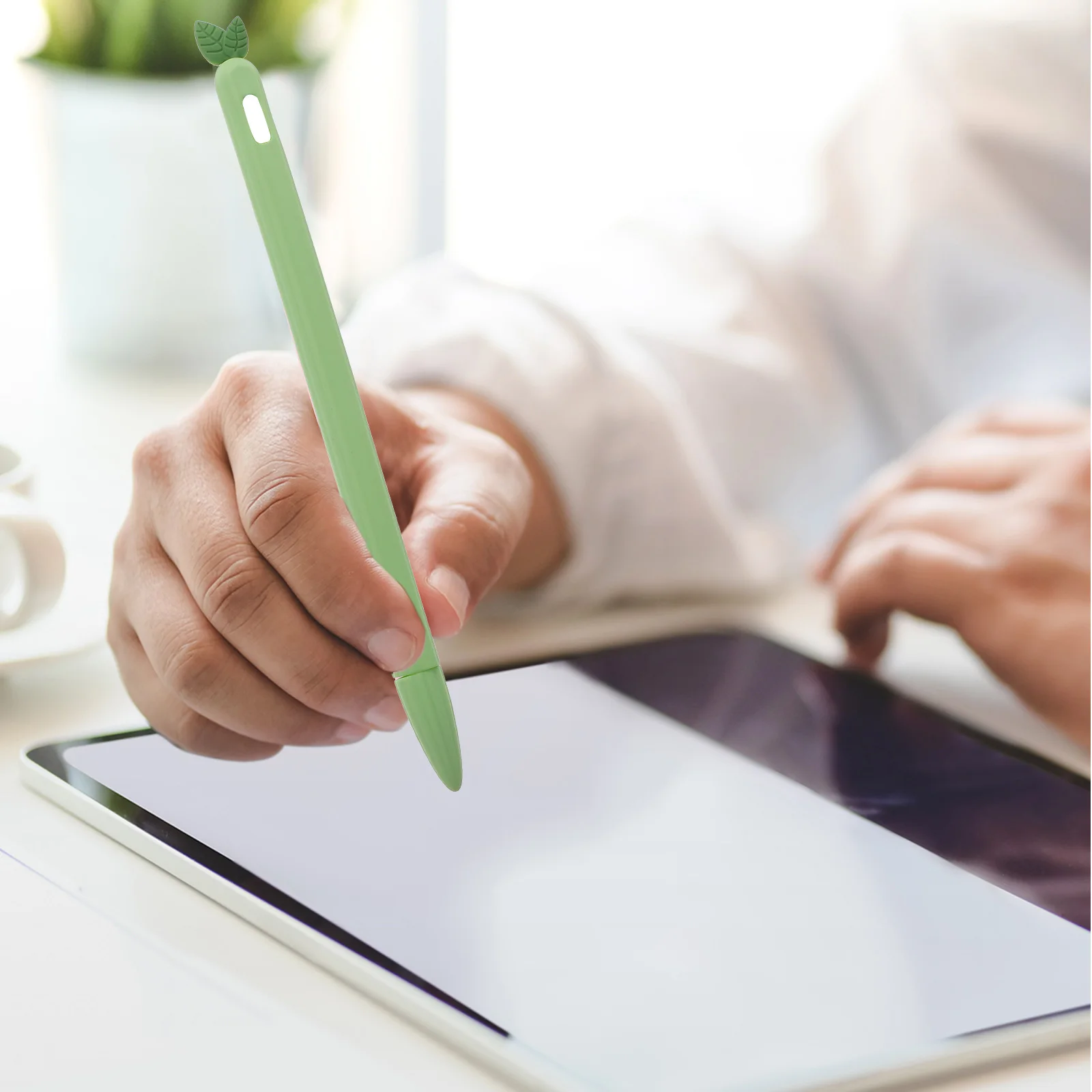 

Держатель для ручек для настольного конденсатора Противоскользящий защитный чехол Стилус с двумя рукавами Силикагель