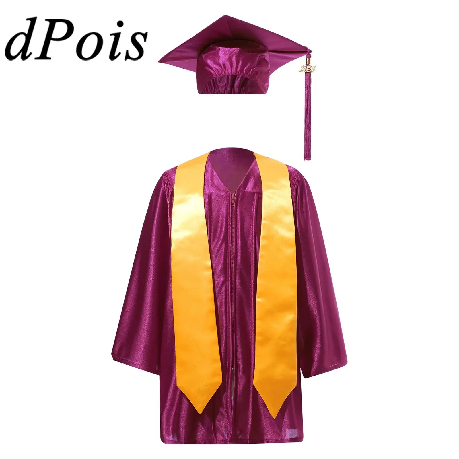 Uniforme scolaire avec badge et pompon pour enfants, tenue de cérémonie et de spectacle, robe de graduation, enfants d'âge alth, filles et garçons, maternelle