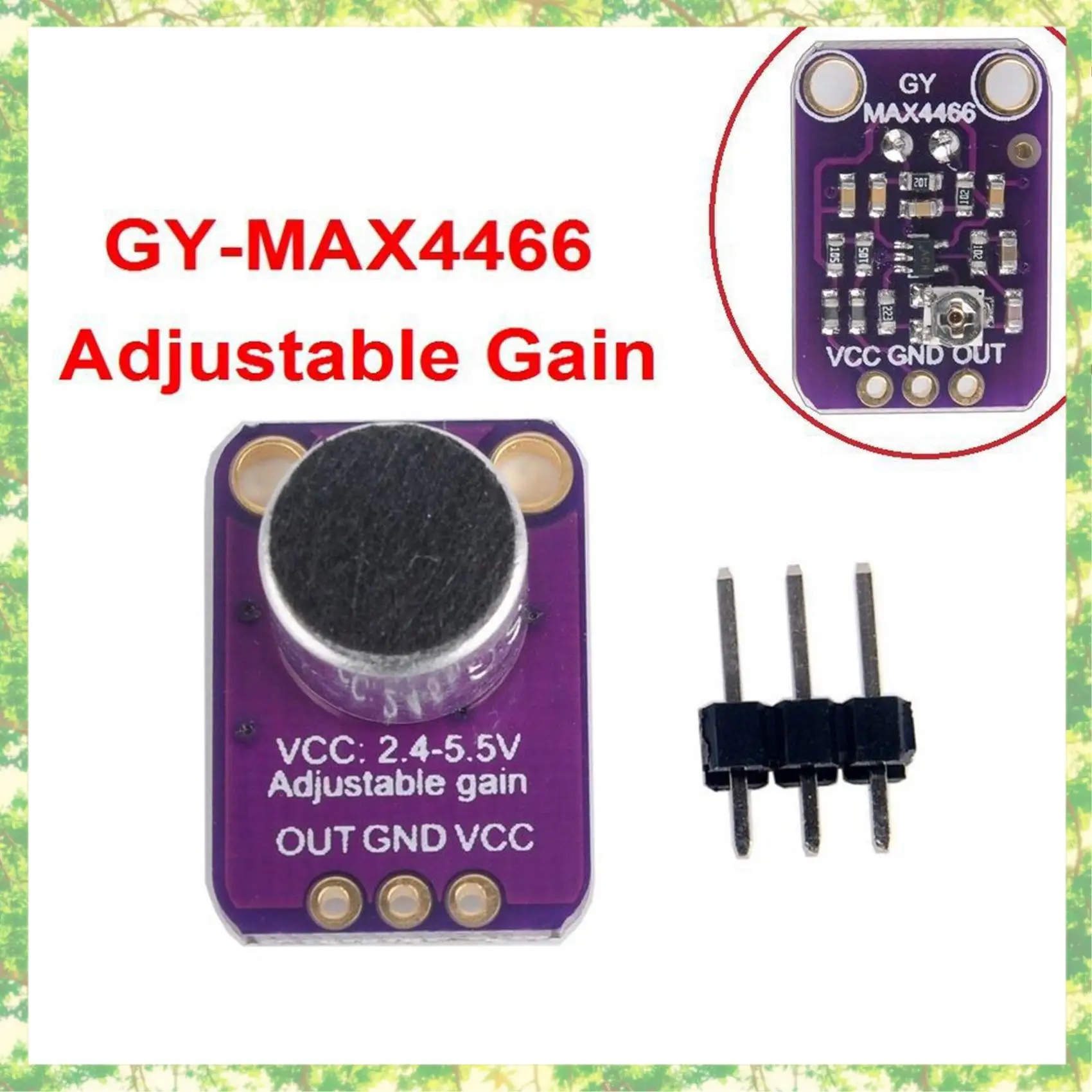 Smart-2X GY-MAX4466 가변 이득을 갖춘 일렉트릿 마이크 증폭기 센서