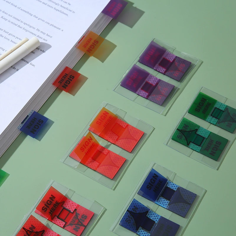 Box-packed Transparent Index Tabs, PET Sticky Note, Page Marker, Planner, Classification Stickers, Material de escritório, 50 Sheets