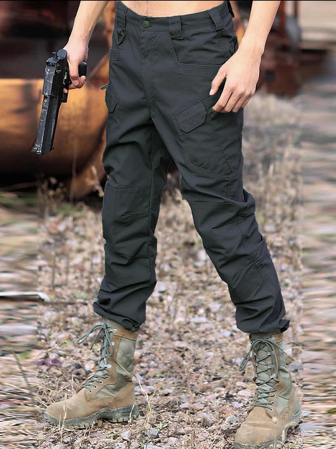 

Men's Waterproof Breathable Outdoor Pants Large Pocket Tactical Sports Casual Overalls Pant XS-3XL
