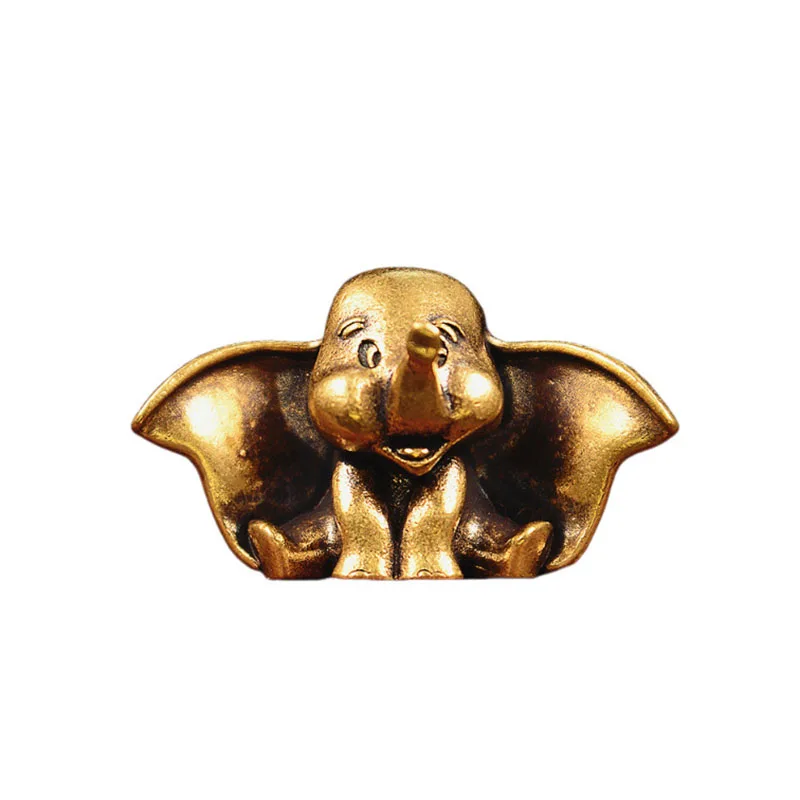 Big Ear Elephant Figurines Brass Elephant Animal Statue Vintage Miniatures Ornament Desktop Home Decor Crafts Gift