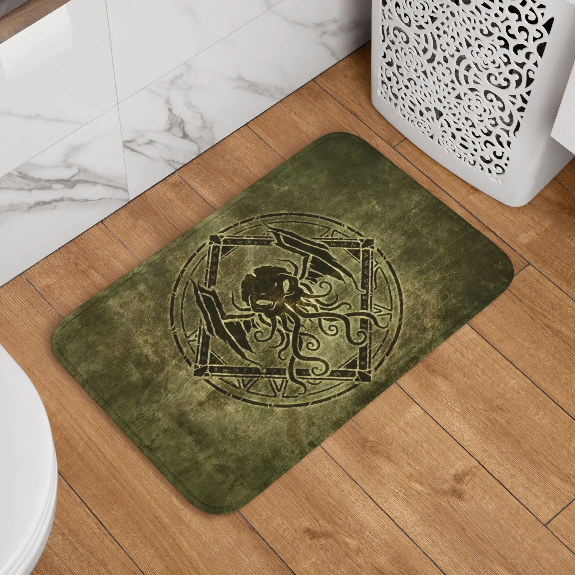 Cthulhued Design Old Leather  Front Door Floor Entrance Mat Outdoor Horror Dark Monster  Bath Kitchen Doormat Toilet Carpet Rug