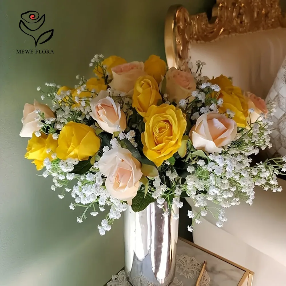 30pcs Artificial White Babys Breath Flowers Real Touch Faux Gypsophila Bouquet for Wedding Floral Arrangement Party Home Decor
