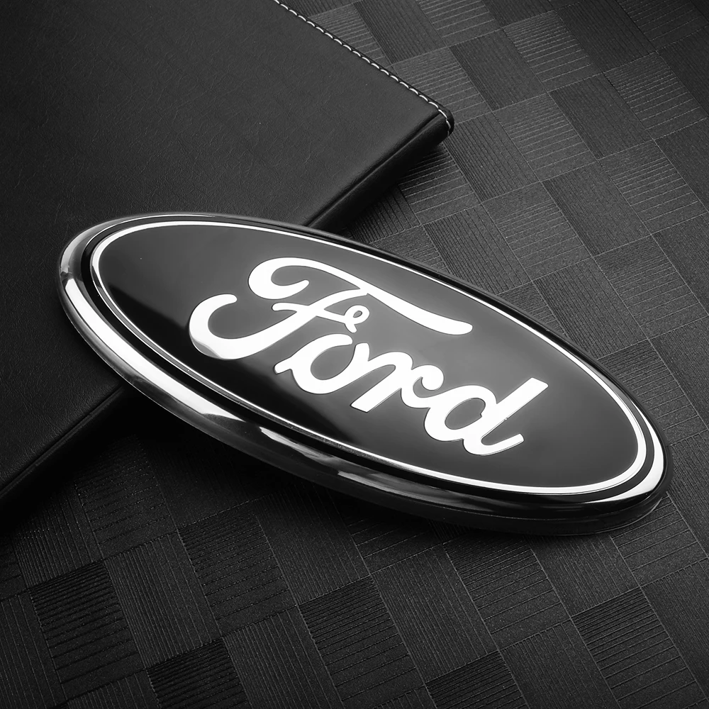 Für Ford Auto Vorderes Motorhauben-Emblem Hinteres Kofferraum-Abzeichen Vorderer Kühlergrill-Aufkleber Mustang Focus Transit Ecosport Edge Fiesta Mk7 Escape Mondeo