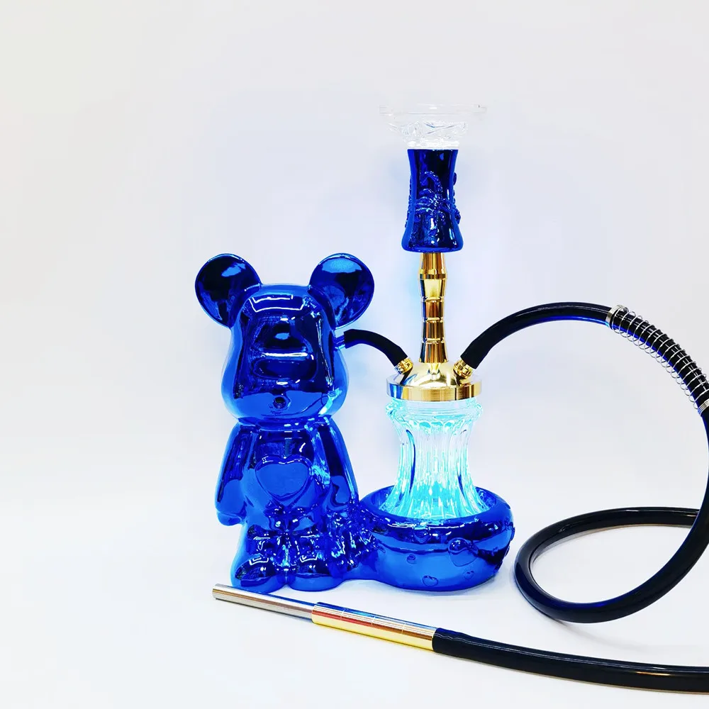 Lovely Bear Shape Single Pipe Shisha Resin Craft Bar Hookah Middle East Arabian Shisha Smoking Accessories Hoka Gift Decoration