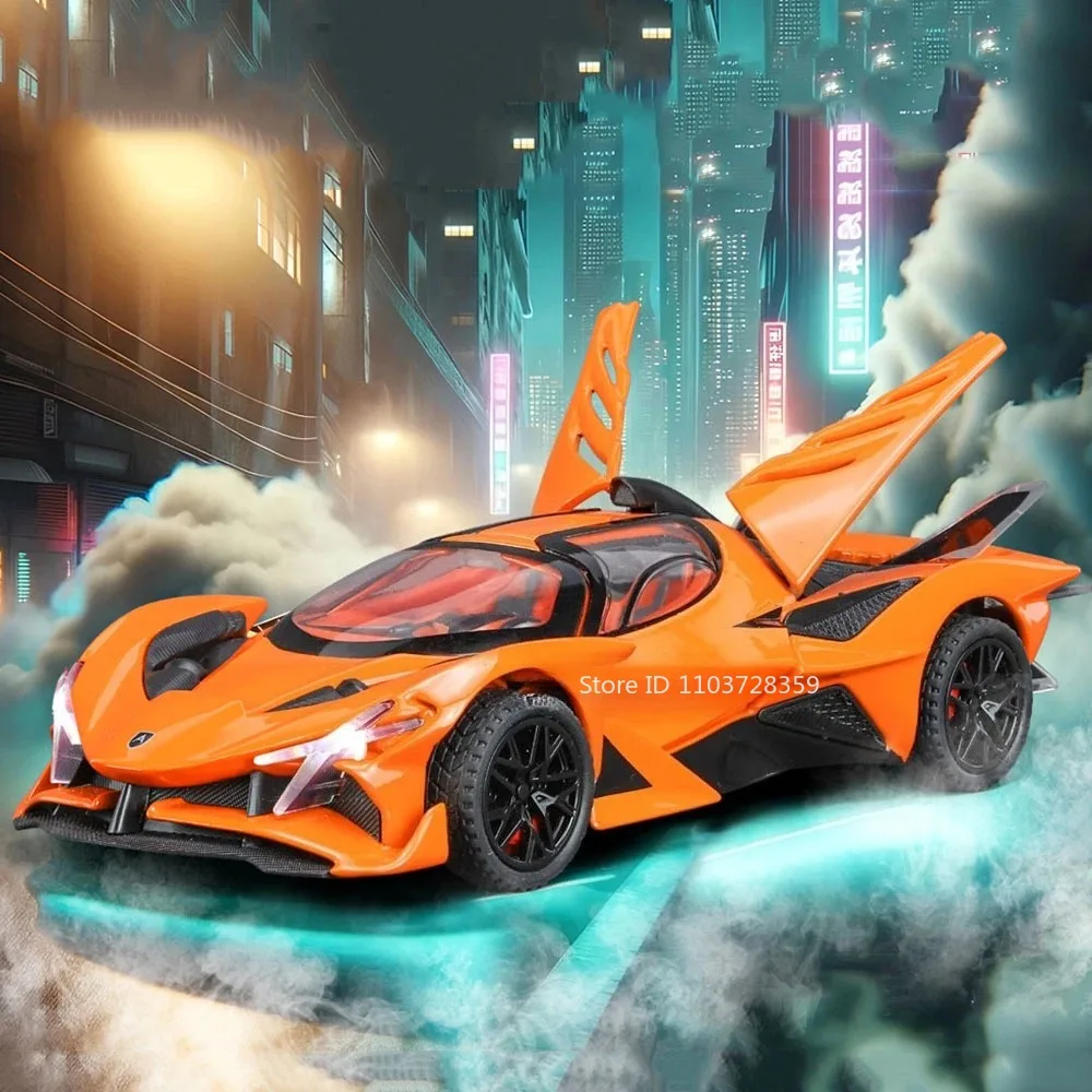 Apollo EVO-modelo de coche deportivo en miniatura, juguetes de aleación, adorno fundido a presión, supercares, puertas con luz de sonido, espalda abierta, regalo para niños, 1:32