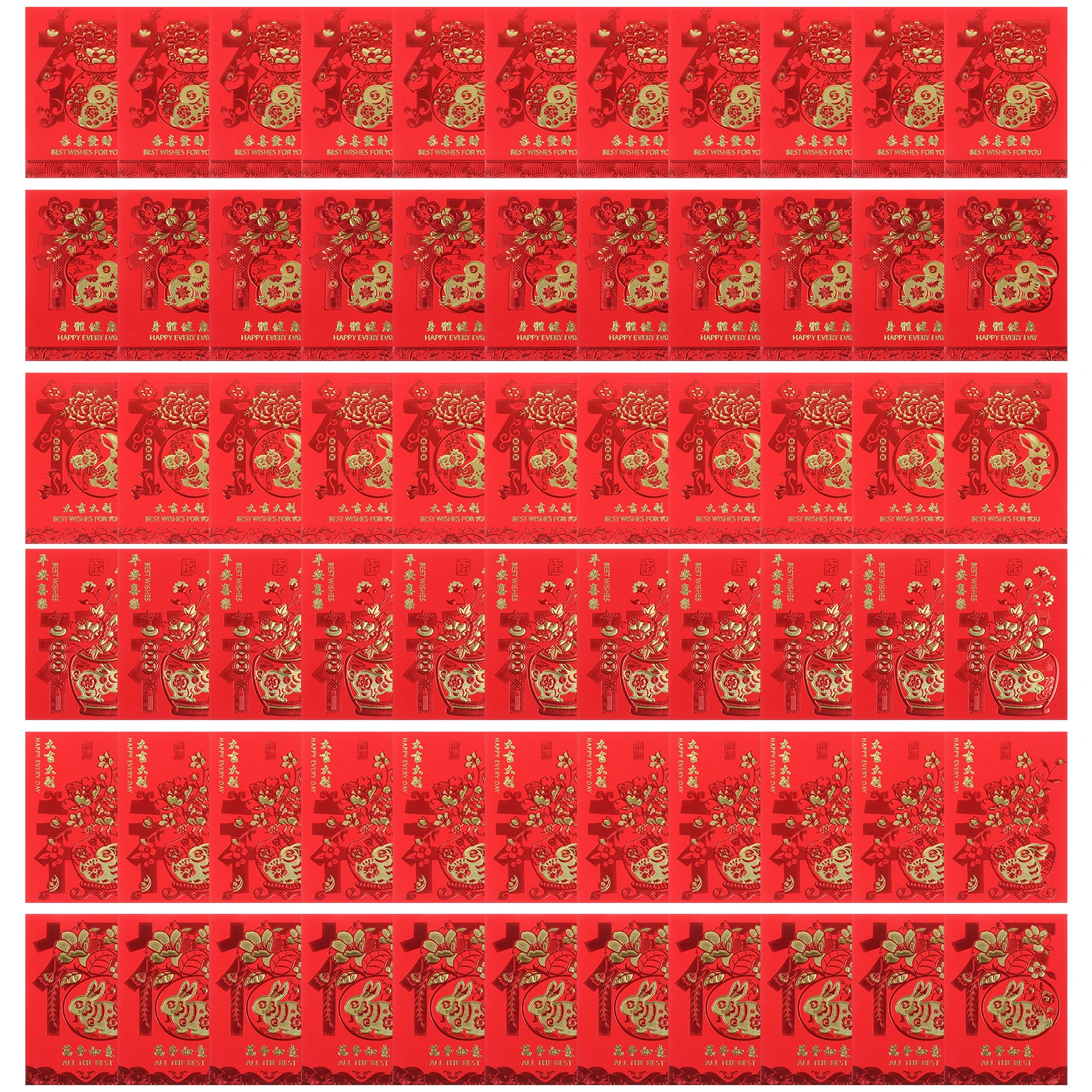 

60pcs Rabbit Year Red Envelope Kids Gifts Packet Paper Bag Luck Money Pouch Zodiac Rabbit Year Spring Festival