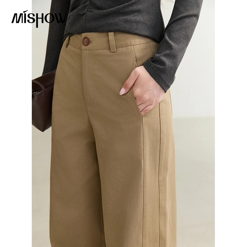 MISHOW Korean Petite Pants for Woman High Cotton Content Designer Straight Leg Daily Trousers 2026 New Fall Clothes MXF44K2769