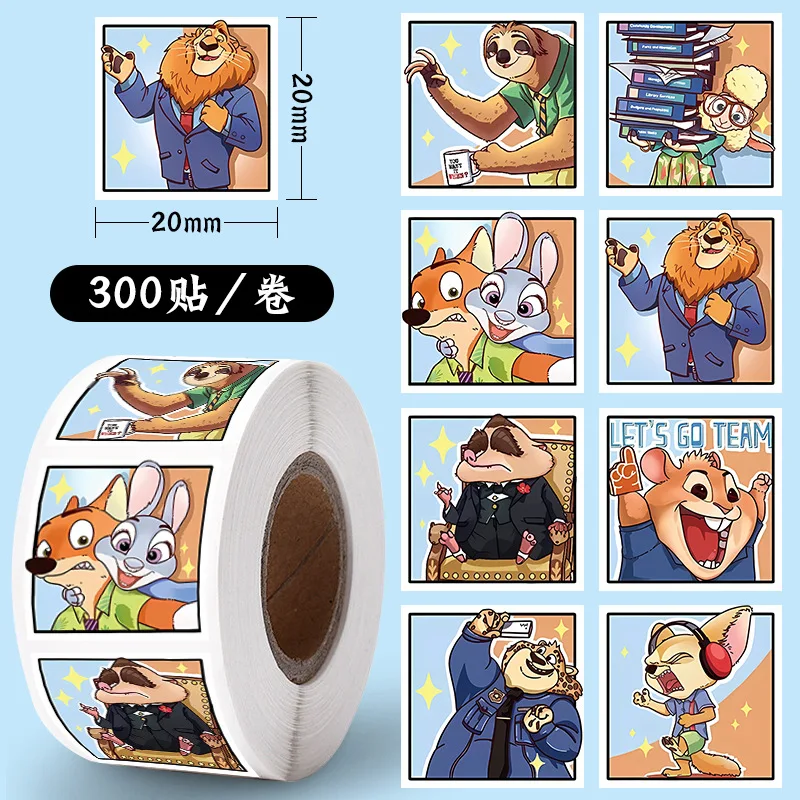 

Disney Cartoon Zootropolis Sticker 500pcs A Roll DIY Decals Children's Reward Hand Account Tape Sealing Party Labels Supplies