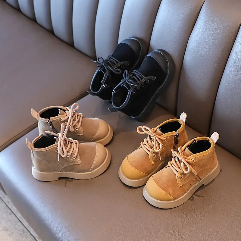 

2025 New Fashionable Thickened Winter Snow Boots Suede Children's Casual Warm Cotton Short Boots Round Toe Soles Tube Shoes