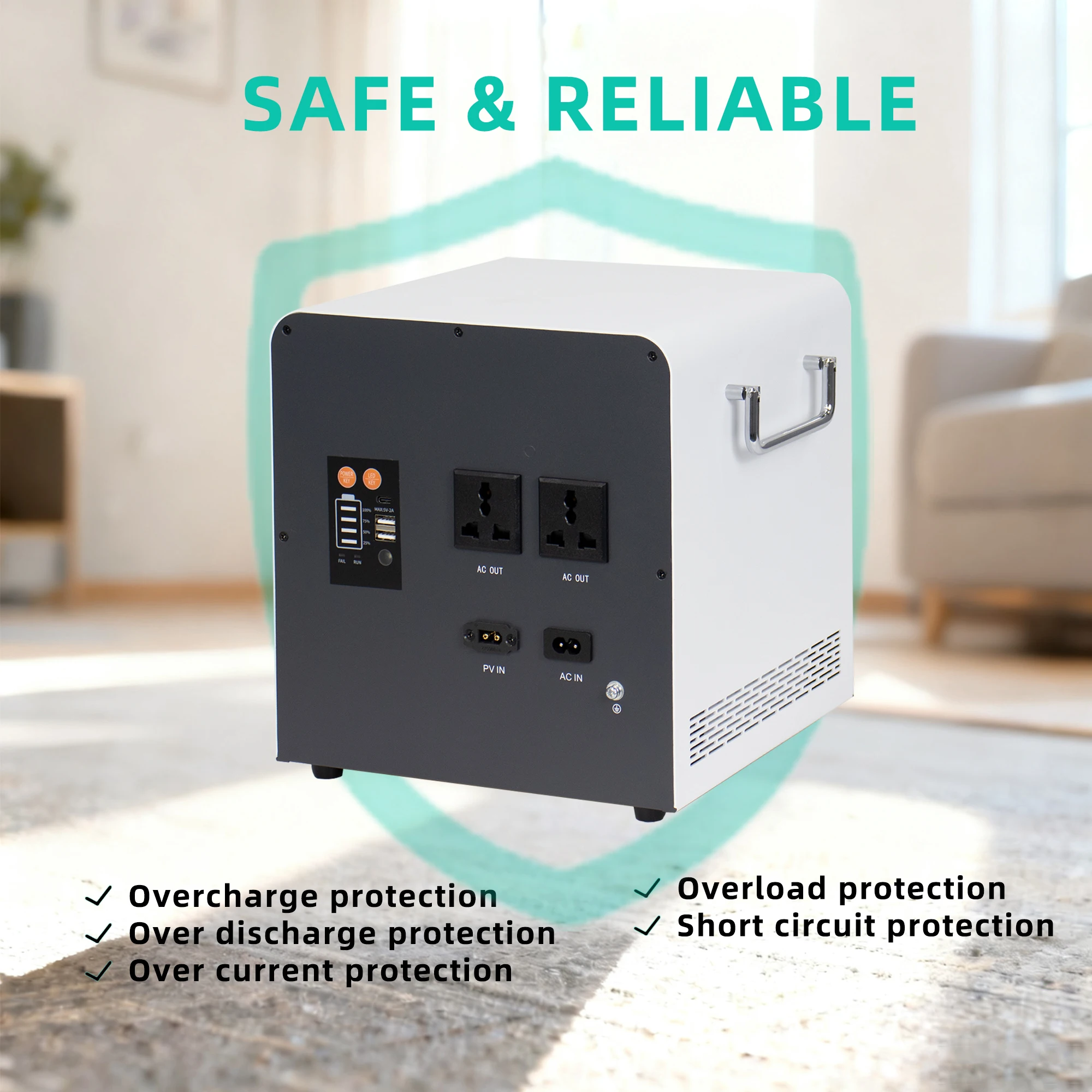 1200W 1.2KW Portable Emergency Power Supply 2KWh Power Station All in One Solar Panel MPPT Sine Wave Inverter LiFePO4 Battery