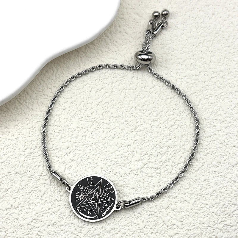 

Dawapara Tetragrammaton Name of God Pentacle Bracelet for Women Stainless Steel Magical Blessed Pentagram of Solomon Amulet