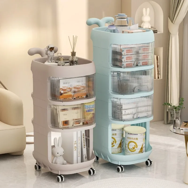 Shelf floor storage rack baby products multilayer convenient transparent movable large-capacity trolley