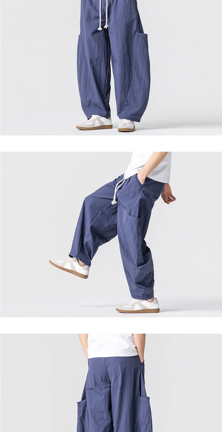 2026 Sommer Herren Jogginghose Haremshose Leichte Hose mit Elastischem Bund Gerade Geschnittene Lockere Jogging-Hose Einfarbige Freizeithose M-5XL – Detail 8