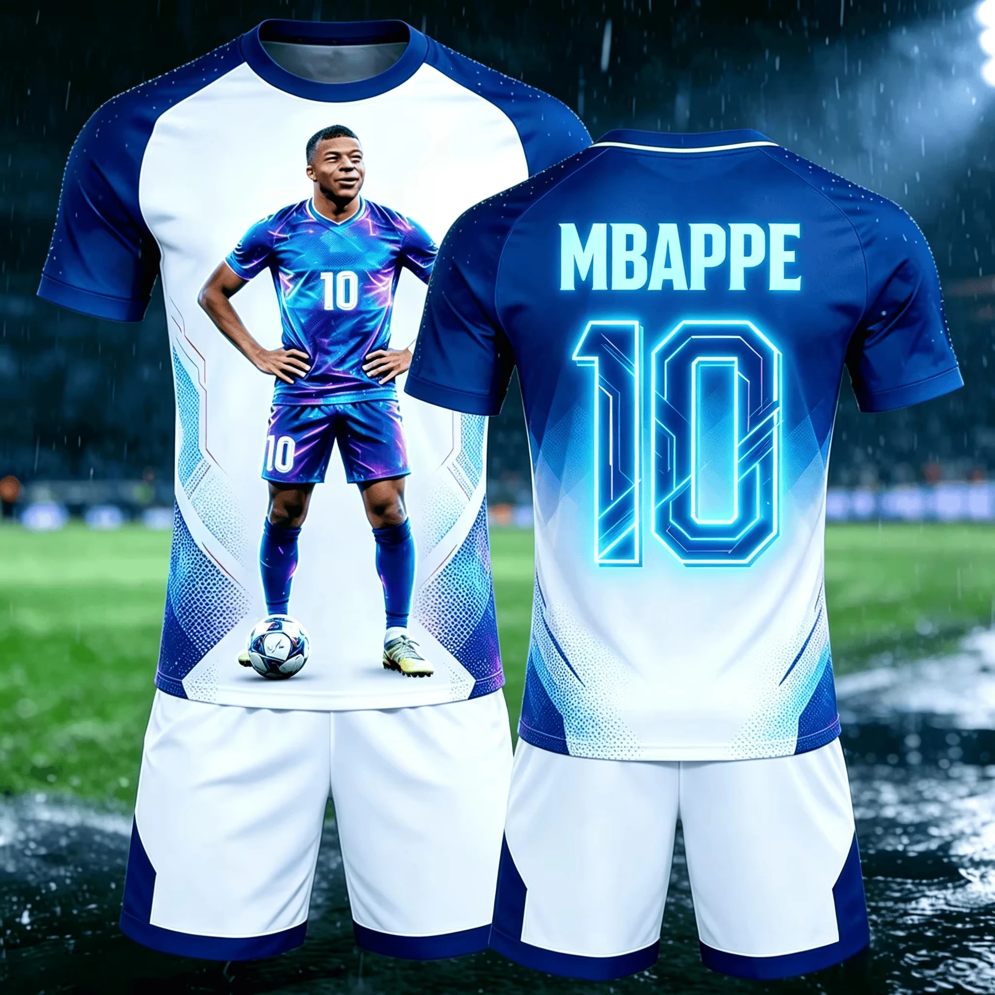 CHILDREN'S T-SHIRT SET FEATURING MBAPPÉ #10 OVERSIZED FIT LOOSE AND COMFORTABLE BREATHABLE AND QUICK-DRYING ADULT MATCH JERSEY