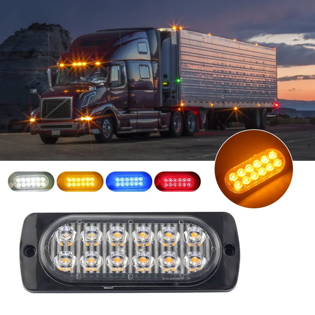 Universal 1Pc 12LED Strobe Warning Light Strobe Grille Flashing Lightbar for Truck Beacon Lamp Amber Traffic Light 12V 24V Parts