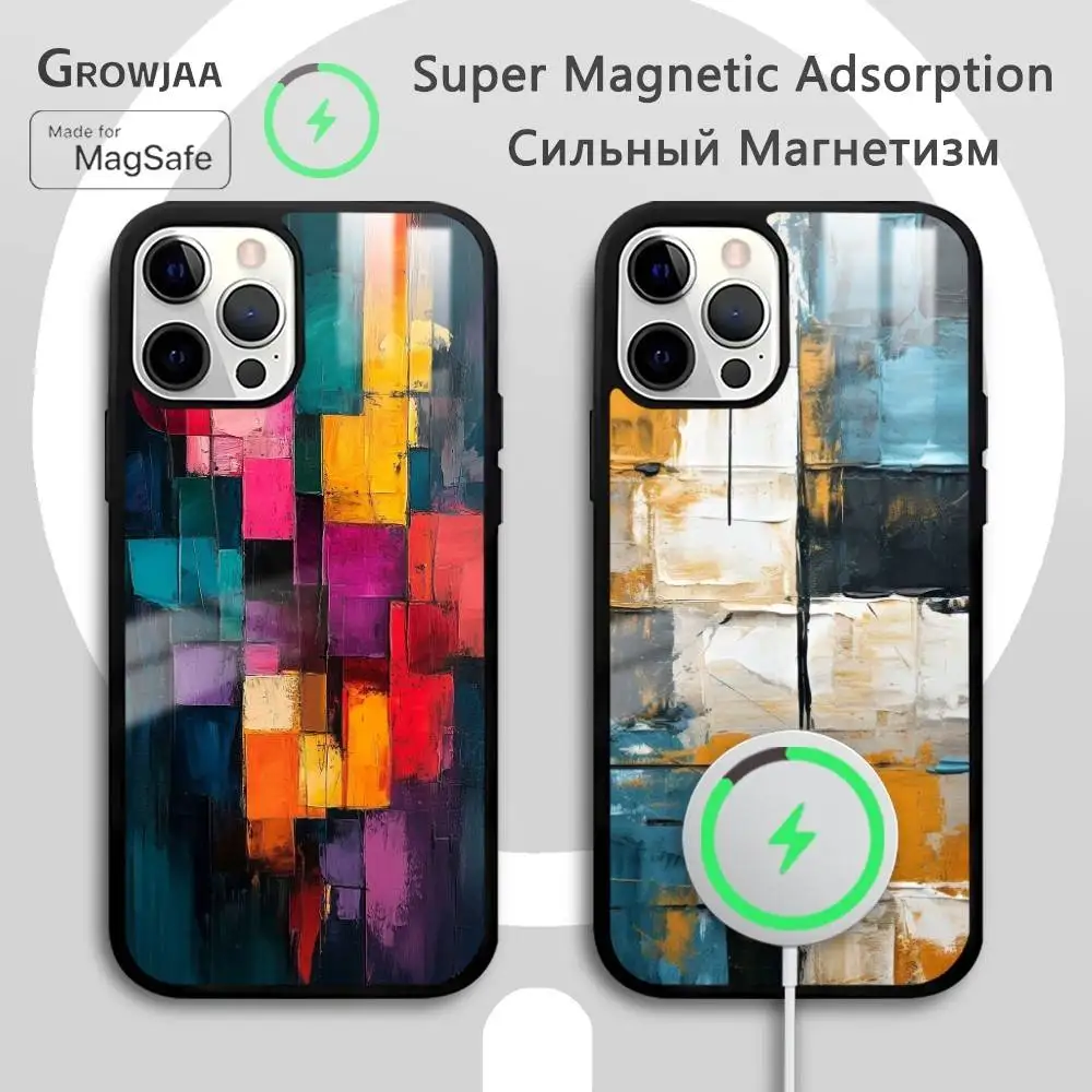 Moderne Ins Art Nordic Telefon Fall Für IPhone 17 16 15 14 13 12 11 Pro Max Plus Mini Magsafe Spiegel drahtlose Magnetische Funda