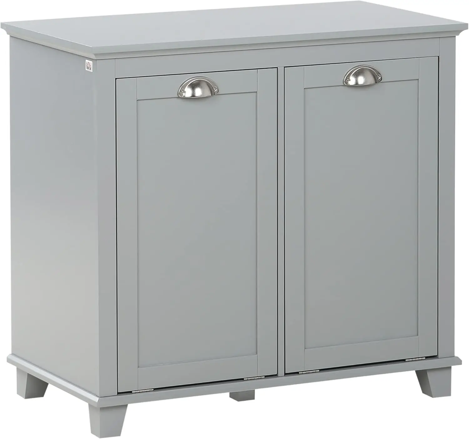 Dual Tilt out Laundry Hamper Cabinet, Bathroom Storage Cabinet with 2-Compartment Hamper, Modern Bathroom Floor Cabinet