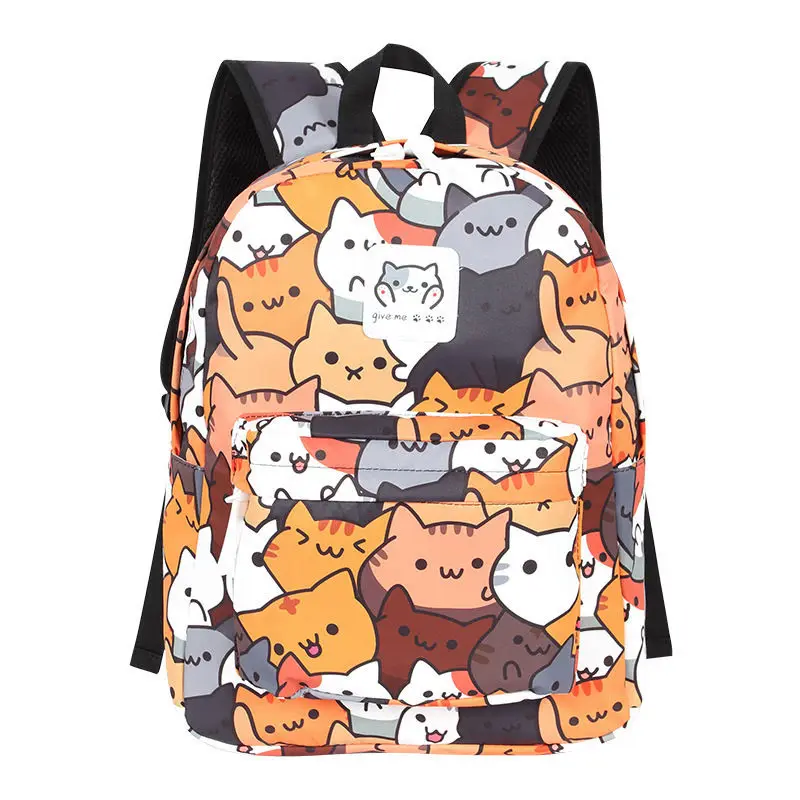 Cute Cat Boys Girls Book Bag School Backpack Travel Mochila Rucksack  Student Amime Backpacks