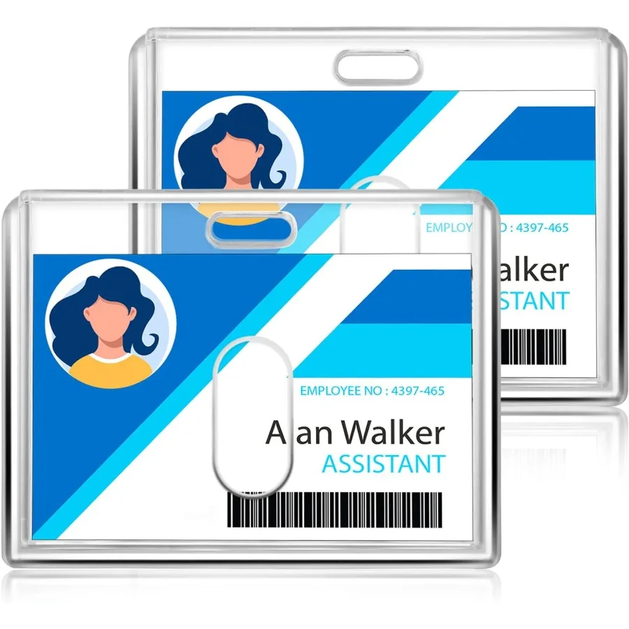 

Жесткий держатель для бейджа Cobee 2 шт., сверхпрочная защита для удостоверения личности, прозрачный акриловый держатель для бейджа с отверстием для большого пальца, пластиковый бейдж Pr
