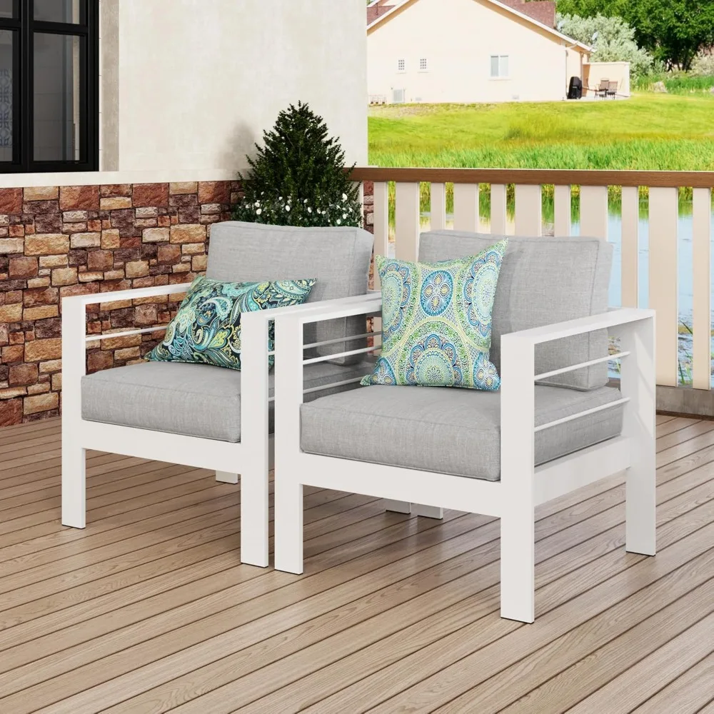 

patio furniture metal armchair,2 pcs all-weather aluminum garden outdoor contemporary sofa chair
