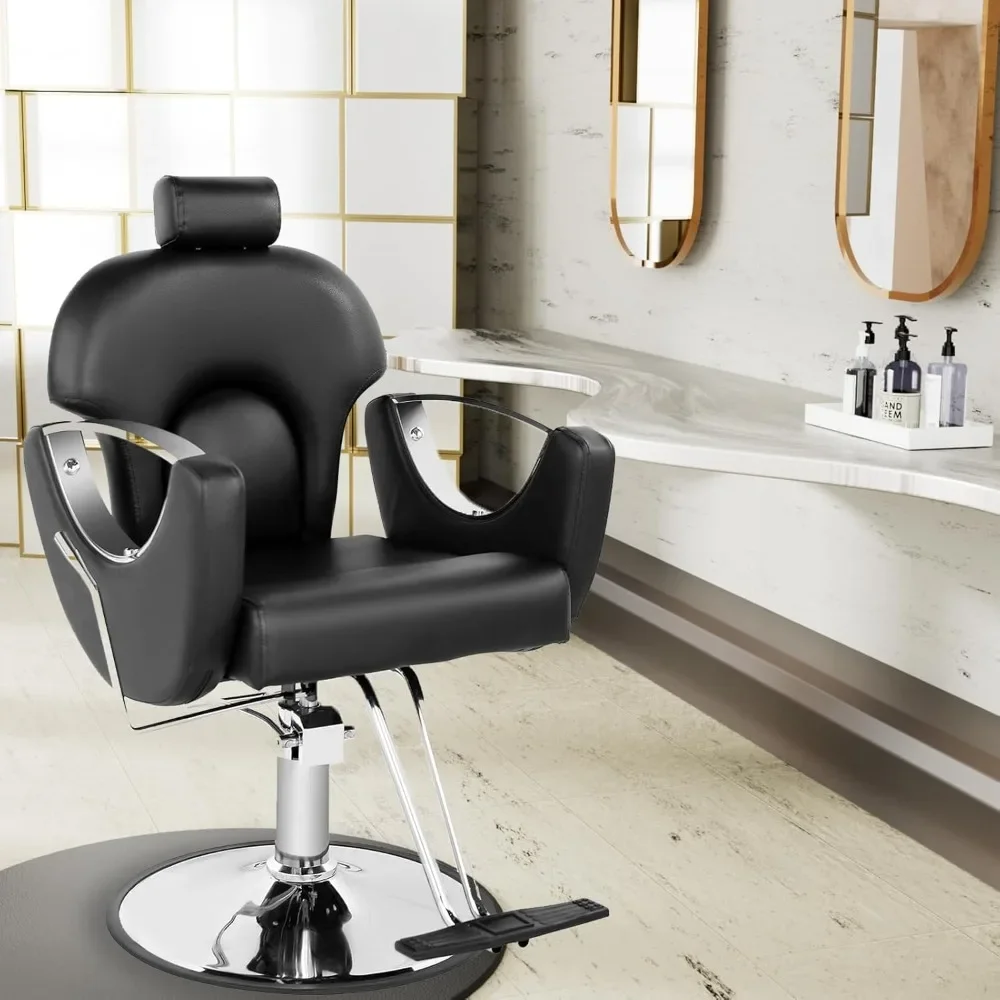 

Salon Chair for Hair Stylist, Reclining Hair Chairs with Hydraulic Pump, Barber Chair