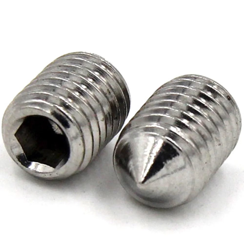 30 Pcs/Bag M2, M2.5, M3, M4, M5, M6 304 Stainless Steel / Grade 12.9 Black Hex Socket Set Screw with Cone Point DIN914